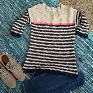 Pink Rose | cream & navy striped sweater